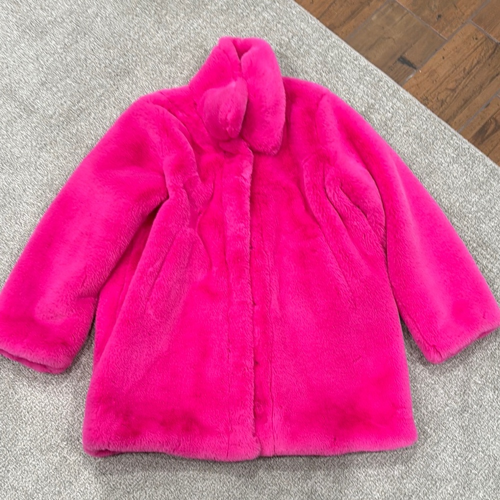Hot pink faux fur coat